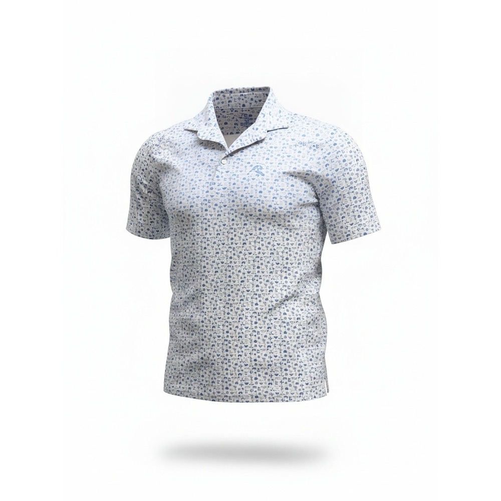 Rhoback Mens Performance Polo Shirt Blue White Golf The Bryan Bros Medium